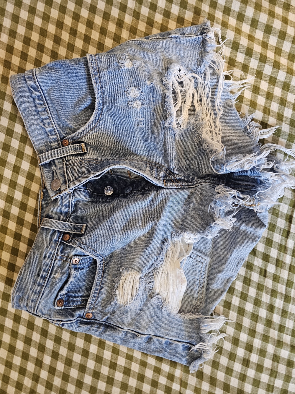 Levi's Light Blue Distressed Denim Jean Shorts